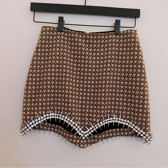 Area Embellished Houndstooth Mini Skirt - Picture 2 of 10